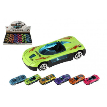 Auto závodní mini kov/plast 7cm na volný chod 6 barev 24ks v boxu