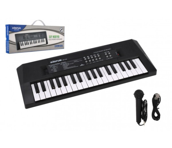 Pianko/Varhany/Klávesy 37 kláves plast 40cm napájení na USB + mikrofon v krabici 41,5x16x4,5cm