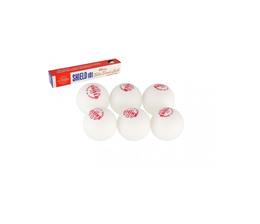 Míčky na stolní tenis 6ks SHIELD 4cm bezešvé bílé v krabičce 24x4cm Míčky na stolní tenis 6ks SHIELD 4cm bezešvé bílé v krabičce 24x4cm