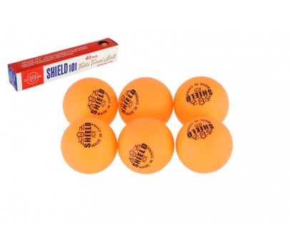 Míčky na stolní tenis 6ks SHIELD 4cm bezešvé žluté v krabičce 24x4cm