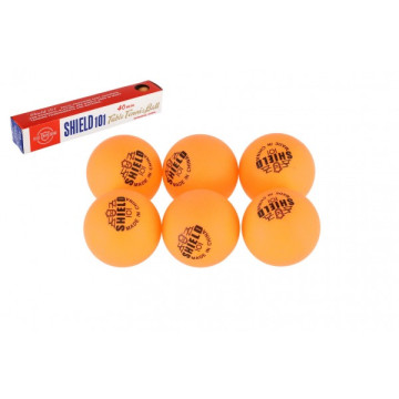 Míčky na stolní tenis 6ks SHIELD 4cm bezešvé žluté v krabičce 24x4cm