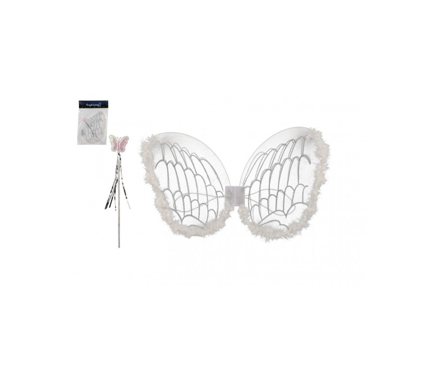 Křídla anděl s hůlkou nylon v sáčku 30,5x46x1cm karneval Křídla anděl s hůlkou nylon v sáčku 30,5x46x1cm karneval