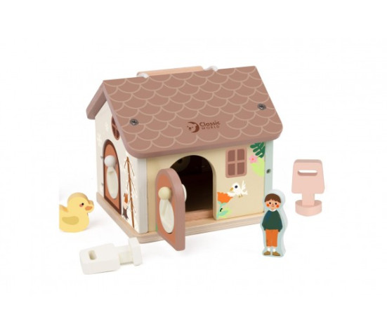 Skládanka/vkládačka dům dřevo 11ks 16x15x14cm 18m+