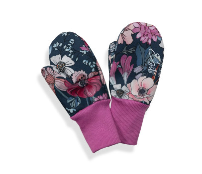ESITO | Palcové rukavice softshell Garden bloom - šedá / 2 - 3 roky