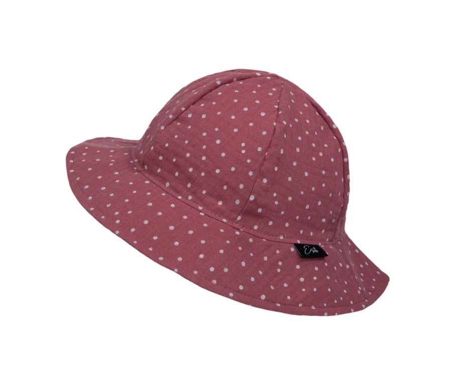ESITO | Dívčí klobouk mušelín Ruby DOT - rubínová / XS