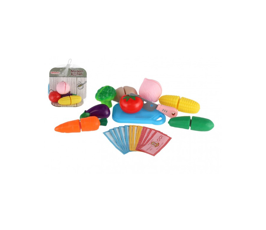 Zelenina krájecí s prkénkem plast v síťce 18x15cm Zelenina krájecí s prkénkem plast v síťce 18x15cm