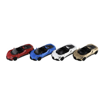 Auto Kinsmart Bugatti Mistral kov/plast 13cm na zpětné natažení 4 barvy 12ks v boxu