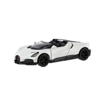 Auto Kinsmart Bugatti Mistral kov/plast 13cm na zpětné natažení 4 barvy 12ks v boxu