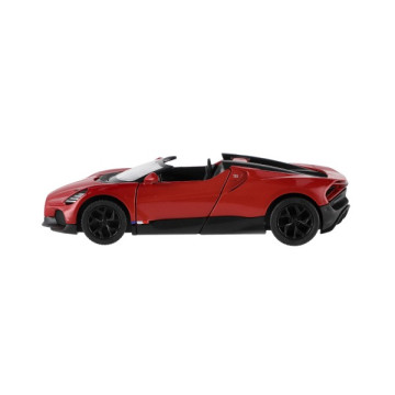 Auto Kinsmart Bugatti Mistral kov/plast 13cm na zpětné natažení 4 barvy 12ks v boxu