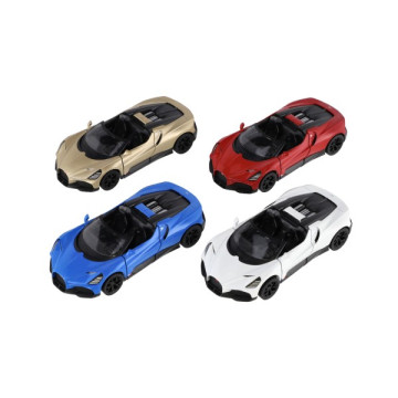 Auto Kinsmart Bugatti Mistral kov/plast 13cm na zpětné natažení 4 barvy 12ks v boxu