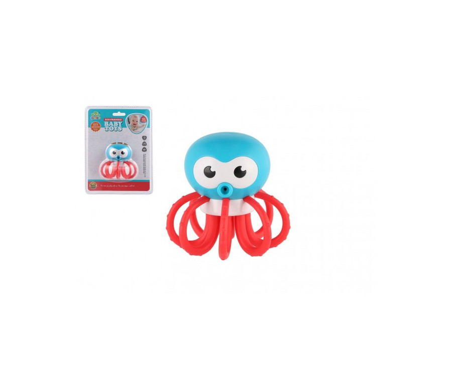 Chrastítko chobotnice plast 8x8cm na kartě 0m+ Chrastítko chobotnice plast 8x8cm na kartě 0m+