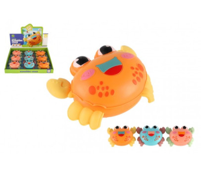 Krab zmáčkni a jeď plast 11x8cm na zpětné natažení 3 barvy 9ks v boxu