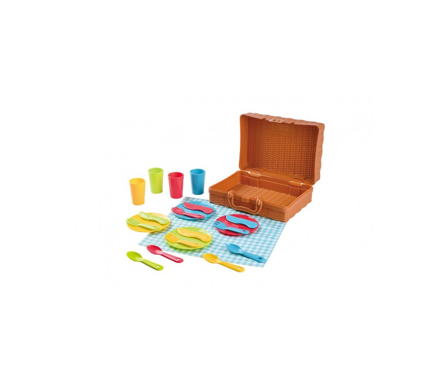 Piknikový košík se sadou nádobí plast 22ks 24x18x8cm 24m+ Piknikový košík se sadou nádobí plast 22ks 24x18x8cm 24m+