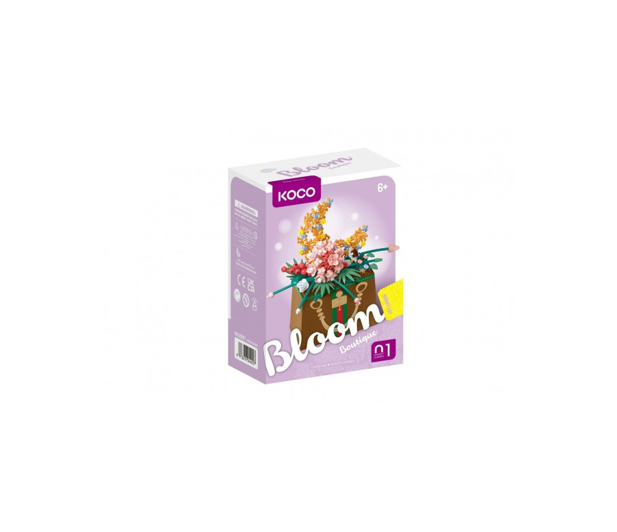 Stavebnice mini KOCO Květina v kabelce plast 245ks v krabičce 11x15x6cm