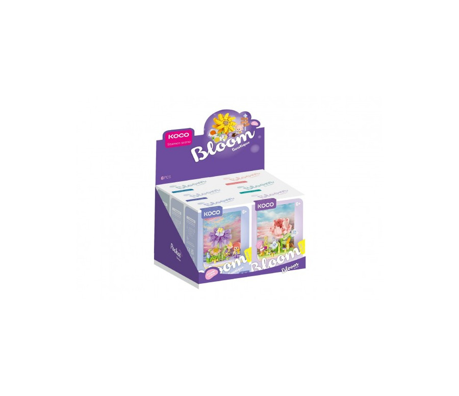 Stavebnice mini KOCO Květinová scenérie plast 6 druhů v krabičce 10x14x6cm 6ks v boxu