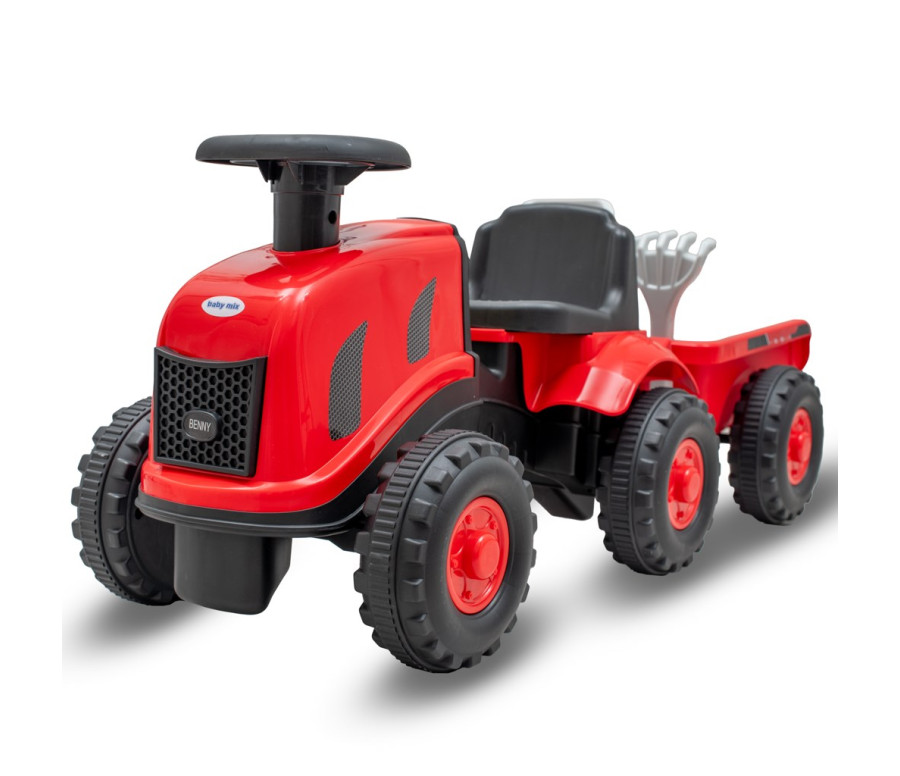 Dětské odrážedlo traktor s vlečkou Benny Baby Mix červený, Červená Dětské odrážedlo traktor s vlečkou Benny Baby Mix červený, Červená