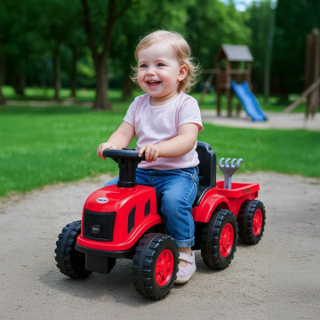 Dětské odrážedlo traktor s vlečkou Benny Baby Mix červený, Červená