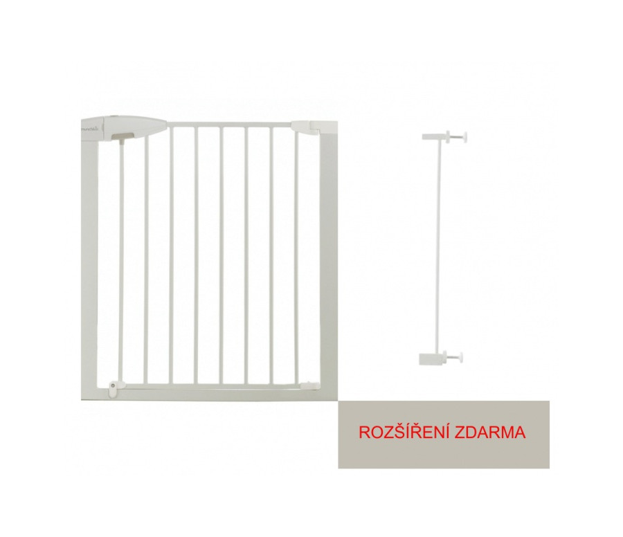 Munchkin - Bezpečnostní dětská zábrana Easy Loc bílá se 7 cm rozšířením ZDARMA Munchkin - Bezpečnostní dětská zábrana Easy Loc bílá se 7 cm rozšířením ZDARMA