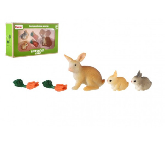 Králík/Králíček 3ks plast s doplňky v krabičce 16x9,5x4cm
