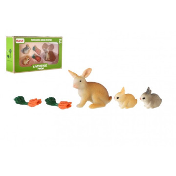 Králík/Králíček 3ks plast s doplňky v krabičce 16x9,5x4cm