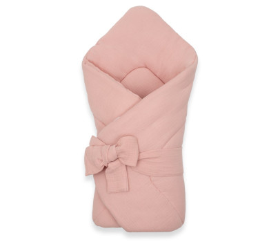 Mušelínová šněrovací zavinovačka New Baby old pink