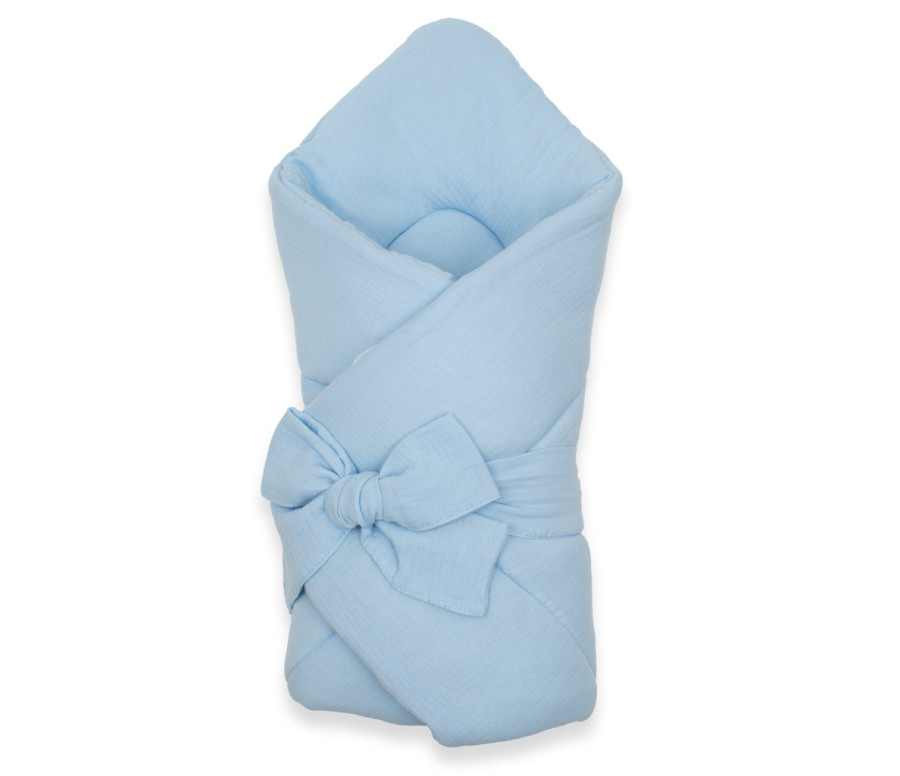 Mušelínová šněrovací zavinovačka New Baby blue, Modrá Mušelínová šněrovací zavinovačka New Baby blue, Modrá
