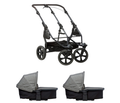 Tfk set duo2 frame 2025 - air chamber wheel + carrycot prem. grey