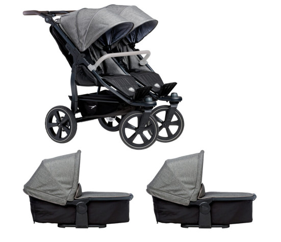 Tfk set duo2 frame 2025 - air chamber wheel + carrycot + seat prem. grey
