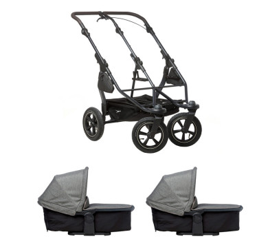 Tfk set duo2 frame 2025 - air wheel + carrycot prem. grey