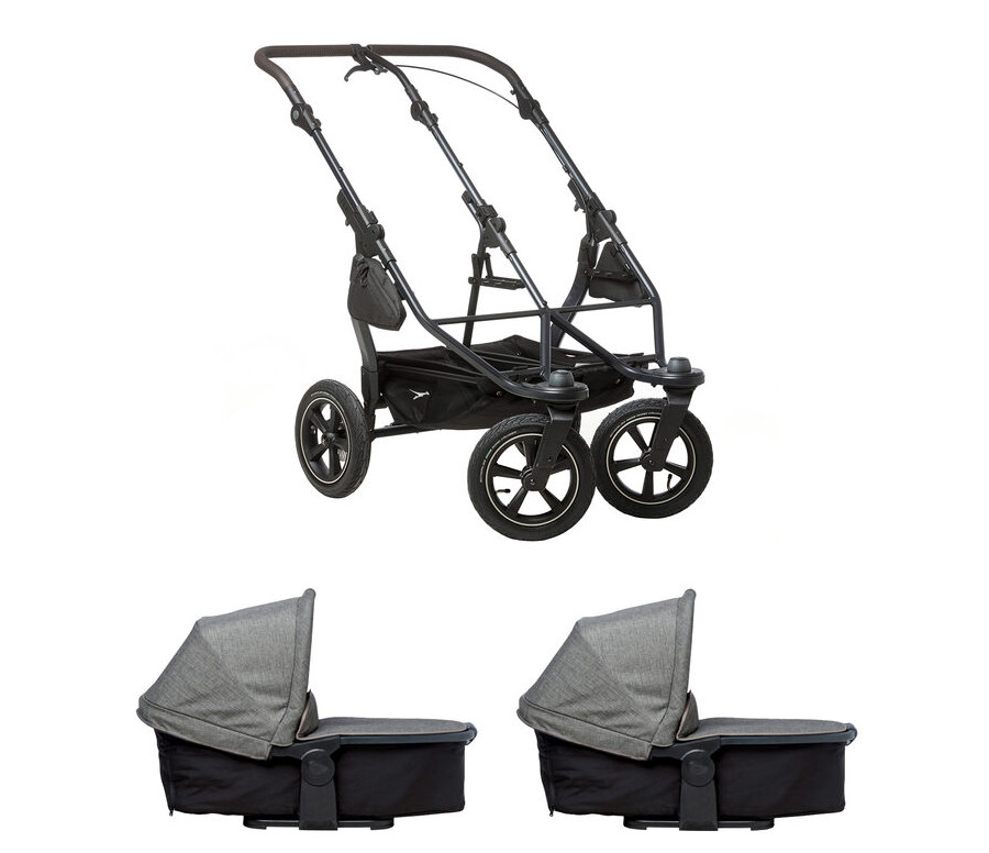 Tfk set duo2 frame 2025 - air wheel + carrycot prem. grey
