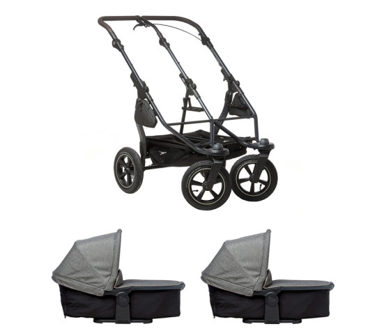 Tfk set duo2 frame 2025 - air wheel + carrycot prem. grey