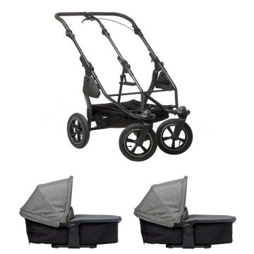 Tfk set duo2 frame 2025 - air wheel + carrycot prem. grey