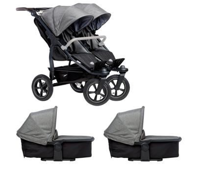 Tfk set duo2 frame 2025 - air wheel carrycot + seat prem. grey