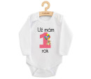 Body s potiskem New Baby Už mám 1 rok růžové