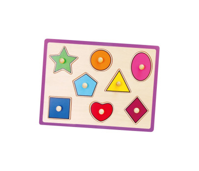 Dětské dřevěné puzzle s úchyty Viga geometrické tvary