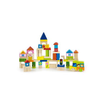 Dřevěné kostky pro děti Viga City 75 dílů, Multicolor