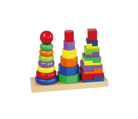 Dřevěné barevné pyramidy pro děti Viga