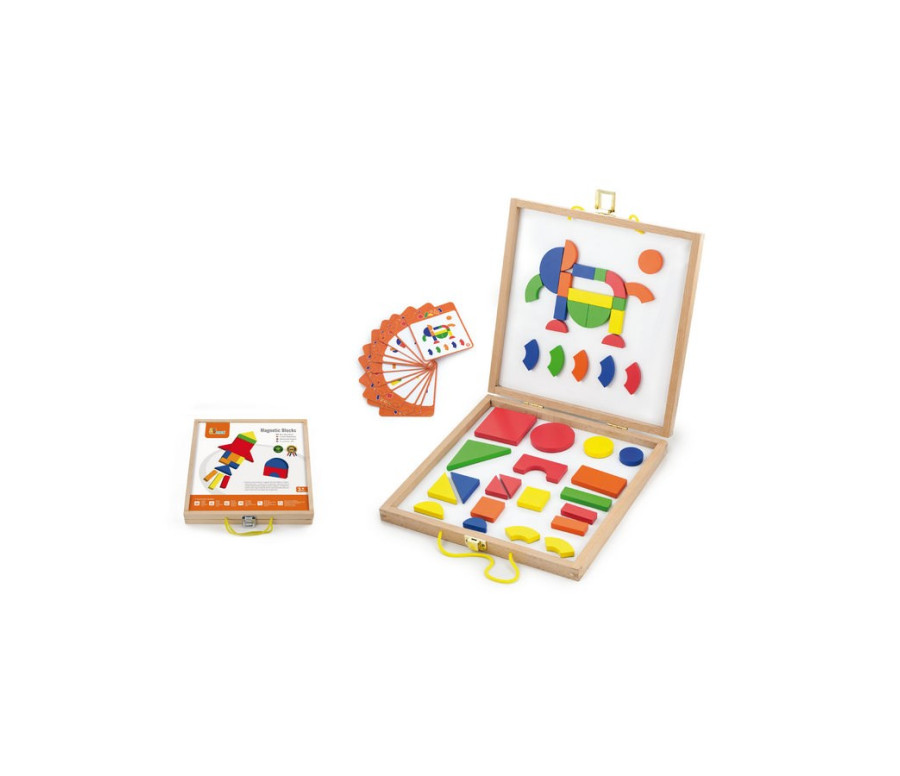 Dřevěný kufřík s magnetickými kostkami pro děti Viga, Multicolor