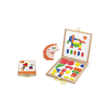 Dřevěný kufřík s magnetickými kostkami pro děti Viga, Multicolor