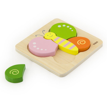 Dřevěné puzzle pro nejmenší Viga Motýl, Multicolor