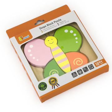 Dřevěné puzzle pro nejmenší Viga Motýl, Multicolor