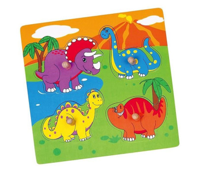 Dřevěné puzzle s úchyty pro nejmenší Viga Dino