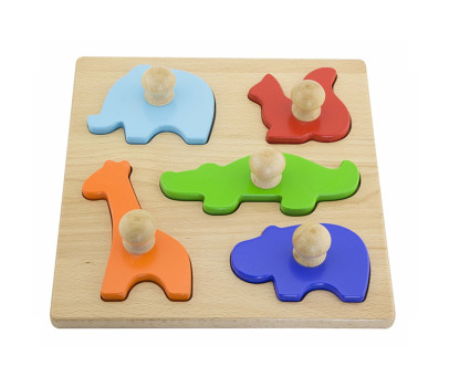 Dřevěné vkládací puzzle razítka Viga Zvířata
