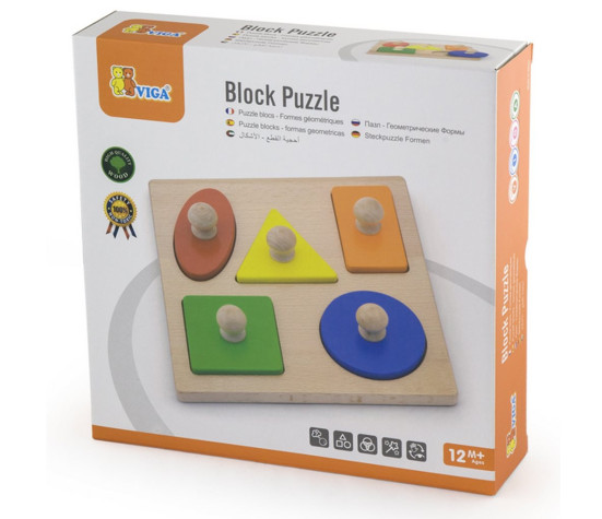 Dřevěné vkládací puzzle razítka Viga Tvary