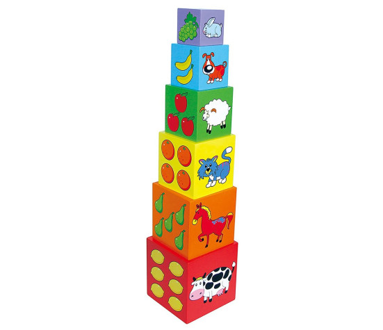 Dřevěná edukační pyramida kostky pro děti Viga