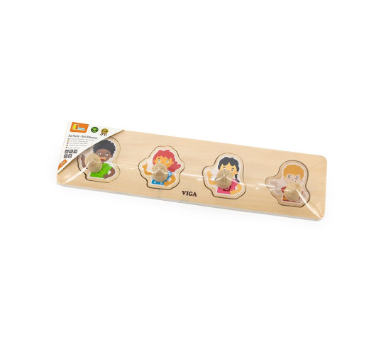Dřevěné puzzle s úchyty pro nejmenší Viga Barvy pleti