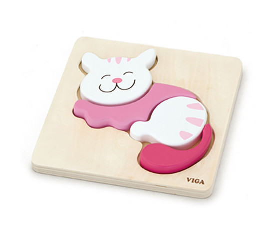 Dřevěné puzzle pro nejmenší Viga Kočička