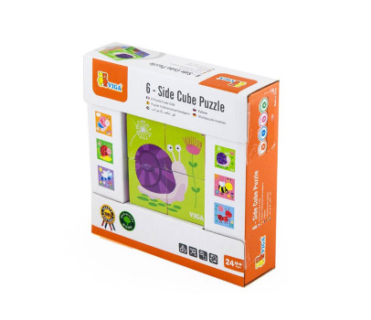 Dřevěné puzzle kostky pro nejmenší Viga Slimák