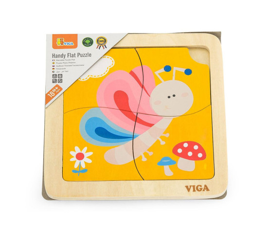 Dřevěné puzzle pro nejmenší Viga 4 ks Motýlek
