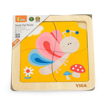 Dřevěné puzzle pro nejmenší Viga 4 ks Motýlek, Multicolor